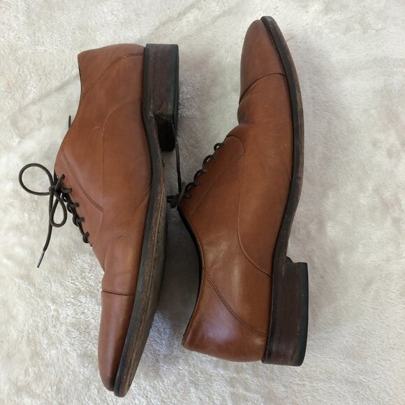 Johnston & Murphy Leather Lace Up Dress Shoes Rust Color Size 8.5 - Picture 7 of 16